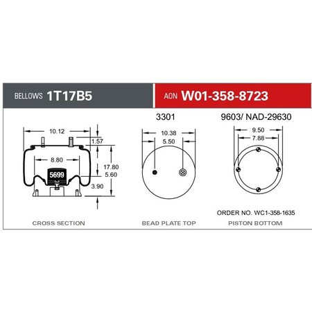 Firestone Air Spring, Suspension, 1T-Reversible Sleeve W013588723